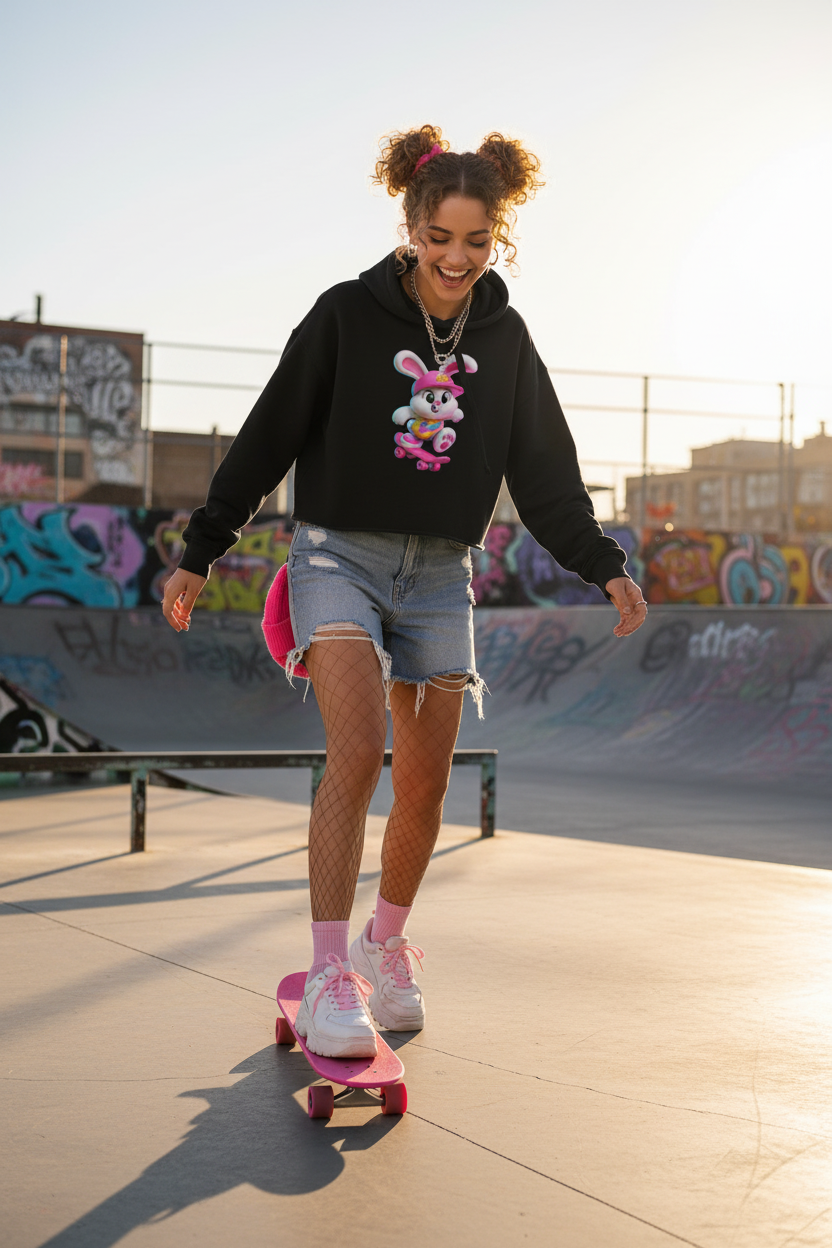 Skaterbunny Crop-Hoodie Lifestyle