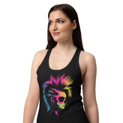 Punk Rock Chick Damen Tank Top – Festival Muskelshirt schwarz mit Neon Print