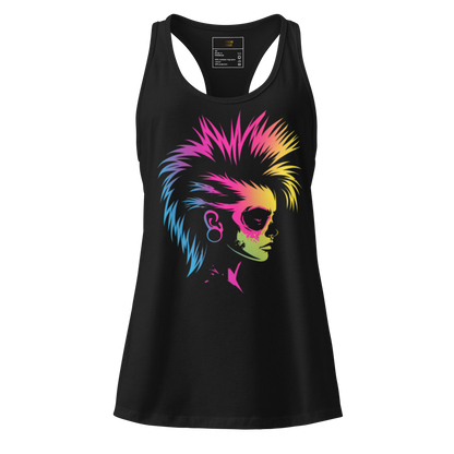 Punk Rock Chick Damen Tank Top – Festival Muskelshirt schwarz mit Neon Print