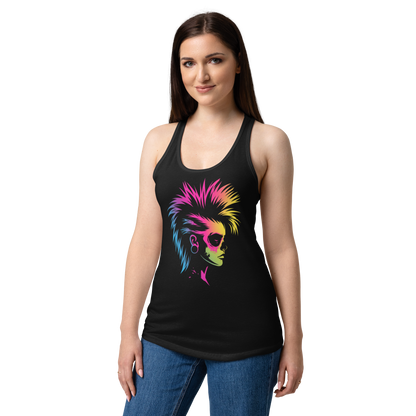 Punk Rock Chick Damen Tank Top – Festival Muskelshirt schwarz mit Neon Print