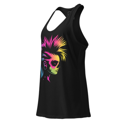 Punk Rock Chick Damen Tank Top – Festival Muskelshirt schwarz mit Neon Print